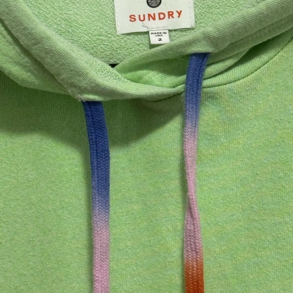 Sundry $110 lime green hoodie sz 2 medium - Picture 2 of 3